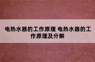 电热水器的工作原理 电热水器的工作原理及分解